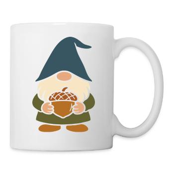 Gartenzwerg-Wichtel mit Eichel Motiv für'n Herbst - Tasse - Weiß - Rechts