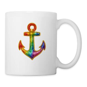 Leuchtender Anker in Regenbogenfarben - Tasse - Weiß - Rechts