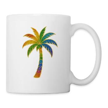 Bunter Regenbogen Palme - Tasse - Weiß - Rechts