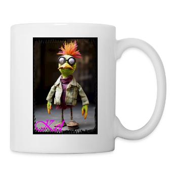 Marionnette oiseau avec lunettes et vêtements chics - Mug blanc - blanc - Droite