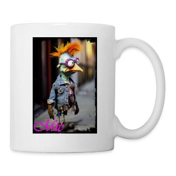 Personnage de poupée oiseau avec des lunettes et des vêtements chics - Mug blanc - blanc - Droite