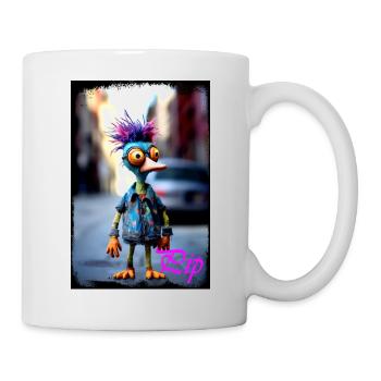 Poupée poussin fou Oiseau avec coiffure colorée - Mug blanc - blanc - Droite