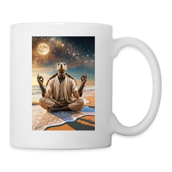 Humanoid Turtle Meditating Under the Moon - Mug - white - Right