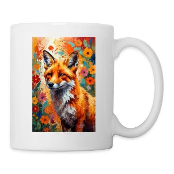 Fox flowers abstract fox lover gift - Mug - white - Right
