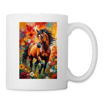Cheval abstrait fleurs cadeau amoureux des chevaux - Mug blanc - blanc - Droite