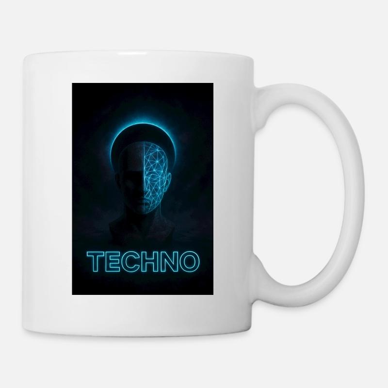 Futuristic Techno Portrait Design - Mug - white