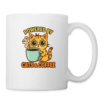 Katzen und Kaffee Motiv für Kaffeeliebhaber - Tasse - Weiß - Rechts