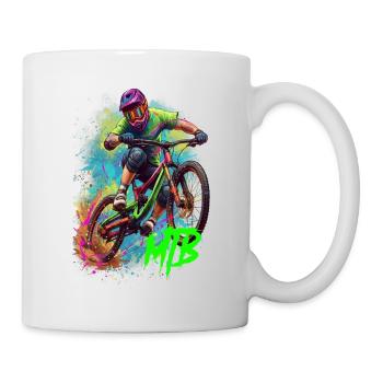 Mountain bike action art - Mug - white - Right