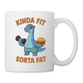Kinda Fit Sorta Fat Funny Gym Cute Hippo Retro - Tasse - Weiß - Rechts