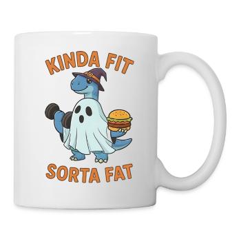 Kinda Fit Sorta Fat Funny Gym Cute Hippo Retro - Tasse - Weiß - Rechts