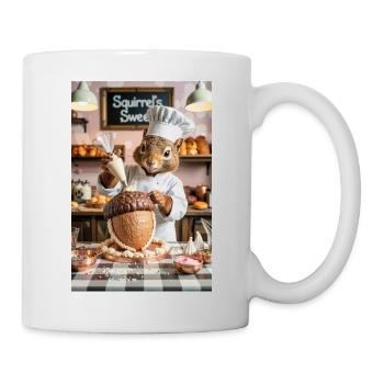 Humanoid Squirrel Chef with Chocolate Cake - Mug - white - Right