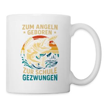 Né pour pêcher, forcé de s’entraîner, pêcheur - Mug blanc - blanc - Droite