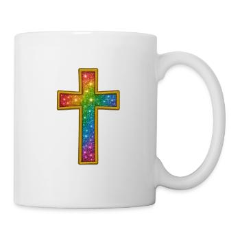 Jésus-Christ | Conception de croix scintillante colorée - Mug blanc - blanc - Droite