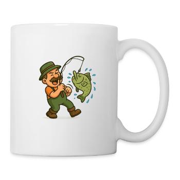 Funny fisherman with fish motif - Mug - white - Right
