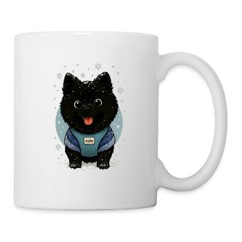 Cute Spitz Cartoon with Snow - Mug - white - Right