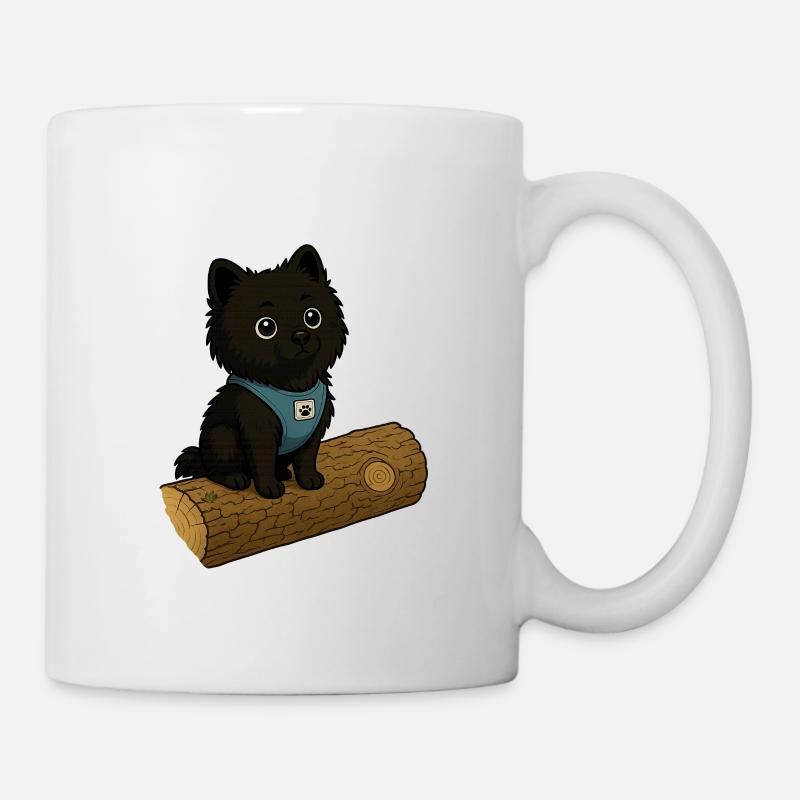 Chien mignon avec tronc d’arbre - Mug blanc - blanc