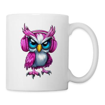 pink rosa lila Eule mit Kopfhörer :) - Tasse - Weiß - Rechts
