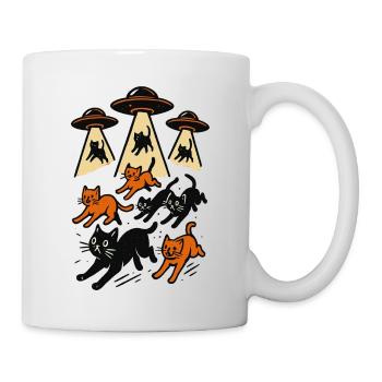 Alien UFOs UFO Cat Cats Beaming Gift - Mug - white - Right