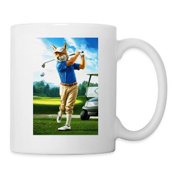 Humanoid Coyote Golfer in Action - Mug - white - Right