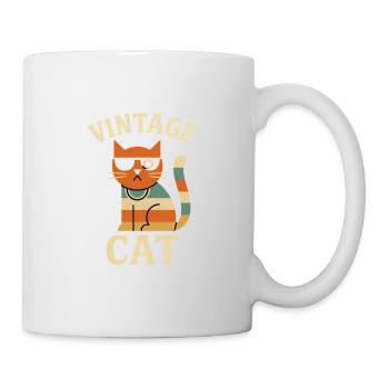 Vintage Katzen Illustration mit Retro Aesthetic - Tasse - Weiß - Rechts