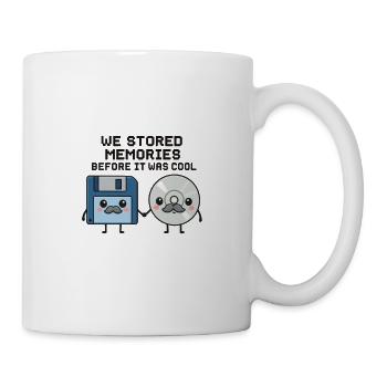 Kawaii Oldschool Tech – Disquette et CD Cartoon - Mug blanc - blanc - Droite