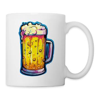 Bier Comic Bierglas - Tasse - Weiß - Rechts