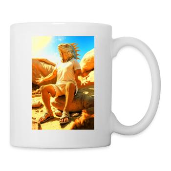 Humanoider Leguan in der Sonne - Tasse - Weiß - Rechts