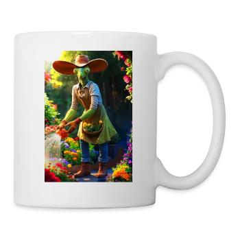 Humanoid Gardening Mantis with Barn Hat - Mug - white - Right