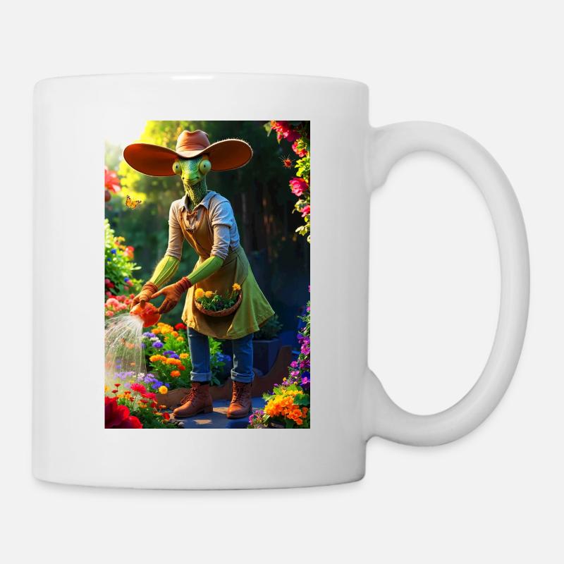 Humanoid Gardening Mantis with Barn Hat - Mug - white