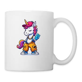 Künstlerischer Einhorn-Charme mit urbanem Stil - Tasse - Weiß - Rechts