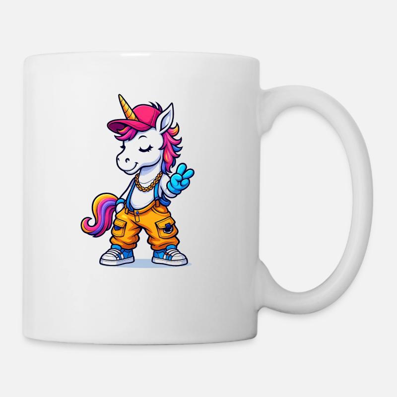 Künstlerischer Einhorn-Charme mit urbanem Stil - Tasse - Weiß
