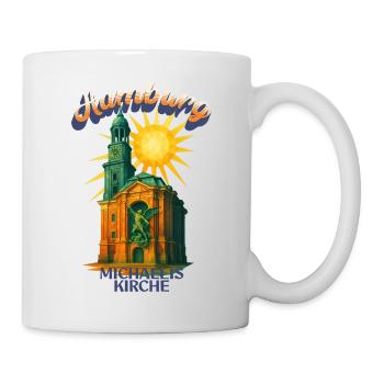 Hamburg Michel Shirt – St. Michaelis Kirche Retro  - Tasse - Weiß - Rechts