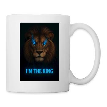 Löwenkopf mit blauer Magie und Titel - Tasse - Weiß - Rechts