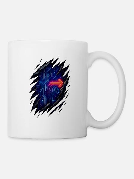 Futuristic Circuit Path with Neon Arrow - Mug - white