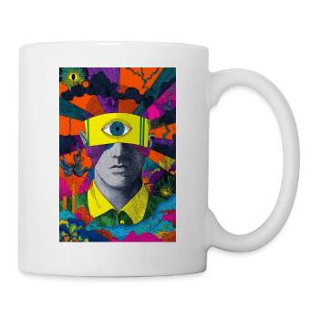 Visionäres Gesicht mit hypnotischem Blick - Tasse - Weiß - Rechts