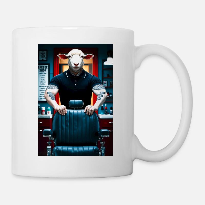 Humanoider Schaf Barbier - Tasse - Weiß