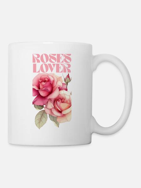 Elegantes rosa rosa Blumendesign - Tasse - Weiß