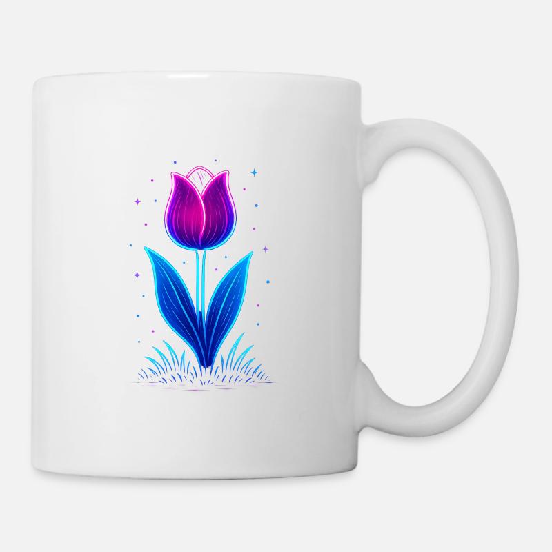 Neon Tulpe - Tasse - Weiß