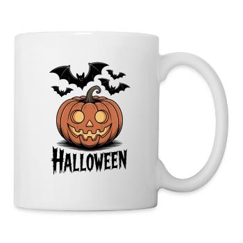 Motif effrayant de citrouille d'Halloween avec des chauves-souris - Mug blanc - blanc - Droite