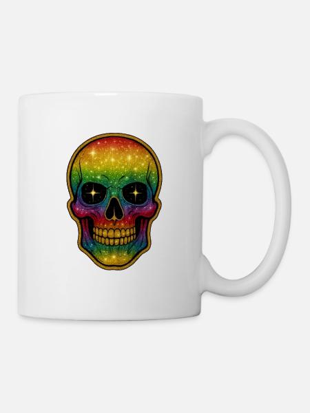 Galaktischer Regenbogen Totenschädel - Tasse - Weiß