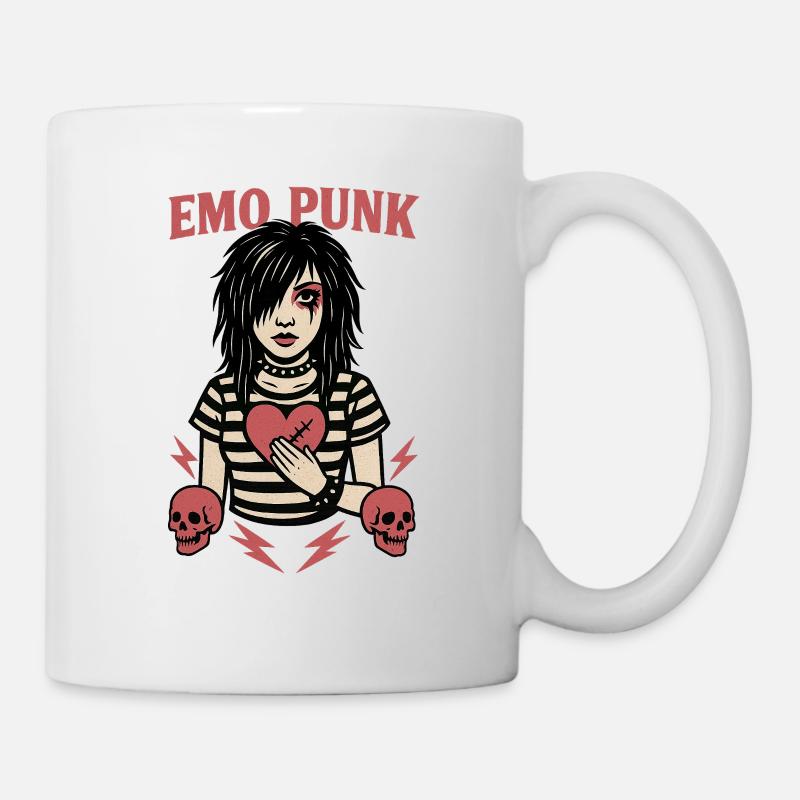 Emo Punk Herzschmerz Illustration - Tasse - Weiß
