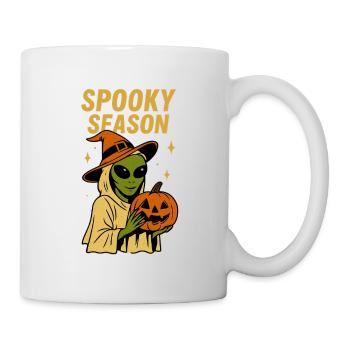 Alien Hexe Halloween Kürbis Gruselige Jahreszeit Design - Tasse - Weiß - Rechts