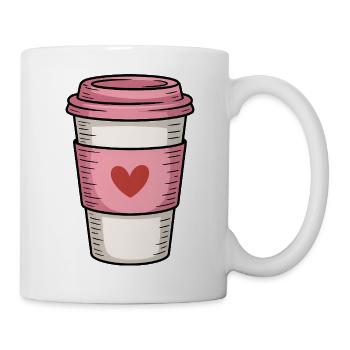 Tasse à café rose avec coeur - Mug blanc - blanc - Droite
