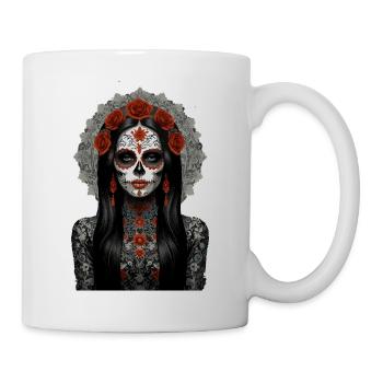 Tag der Toten Feierliche Totenkopfkunst - Tasse - Weiß - Rechts