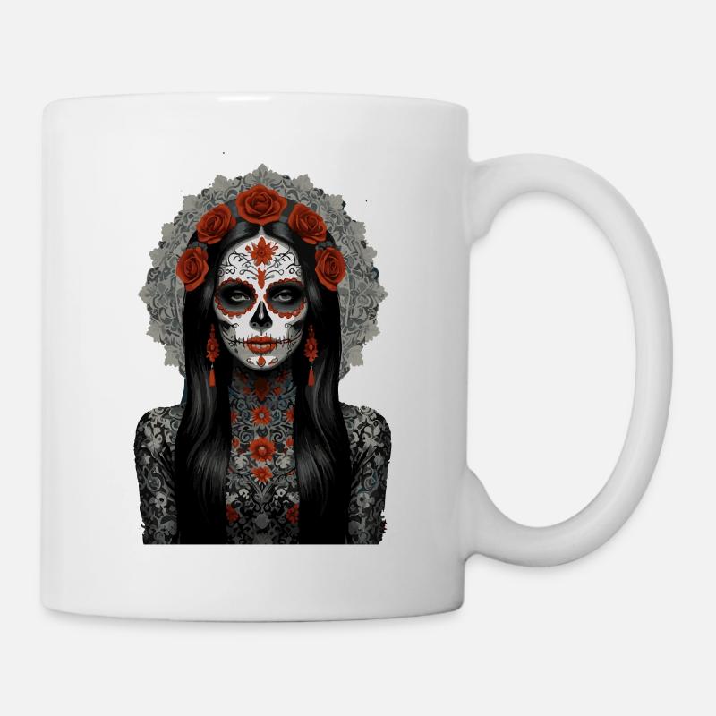 Art du crâne de célébration du Jour des Morts - Mug blanc - blanc