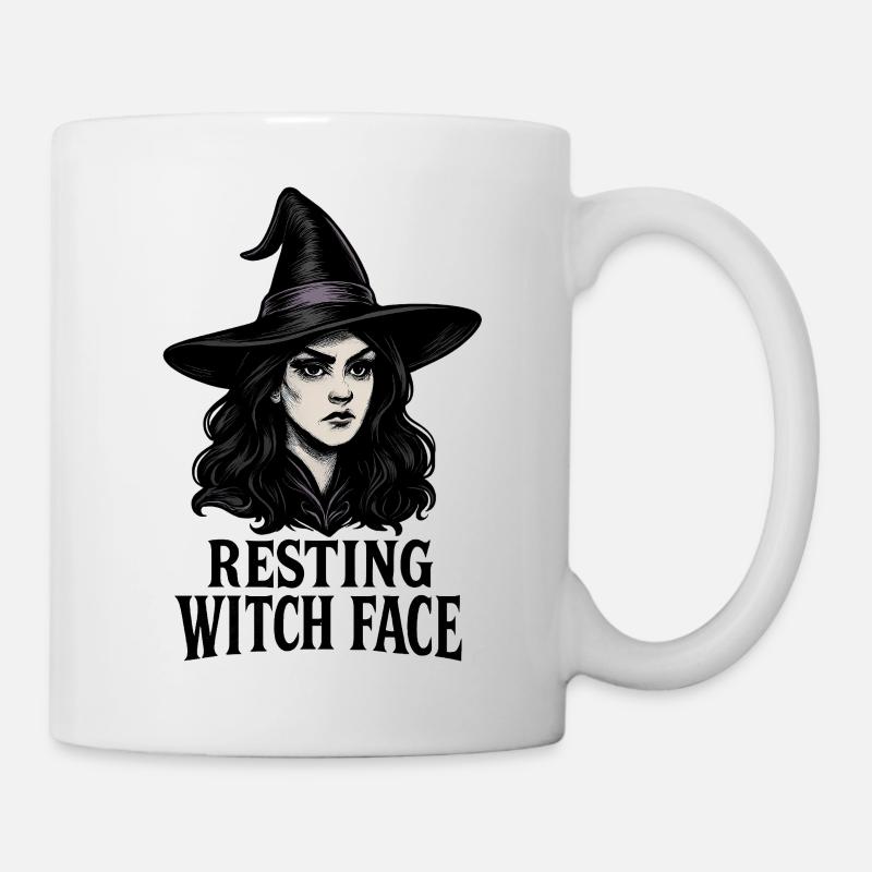 Ruhendes Hexengesicht Frech und Sarkastisch Halloween - Tasse - Weiß