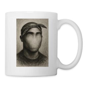 Künstlerischer Masken-Look ohne Gesicht - Tasse - Weiß - Rechts