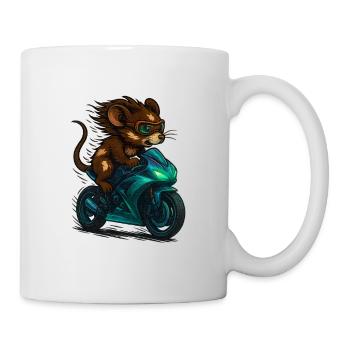 Motorrad Maus - Tasse - Weiß - Rechts