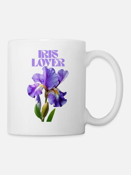 Purple Iris Flower Botanical Design - Mug - white