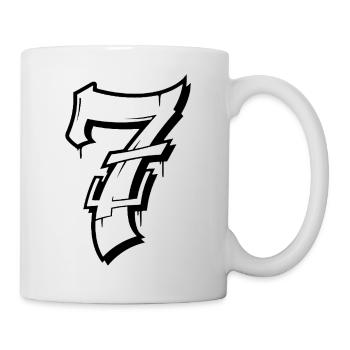 7 auf T-Shirt - Tasse - Weiß - Rechts